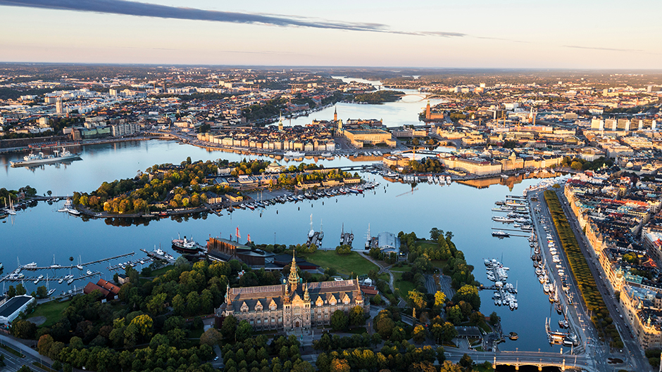 Aerial view of central Stockholm